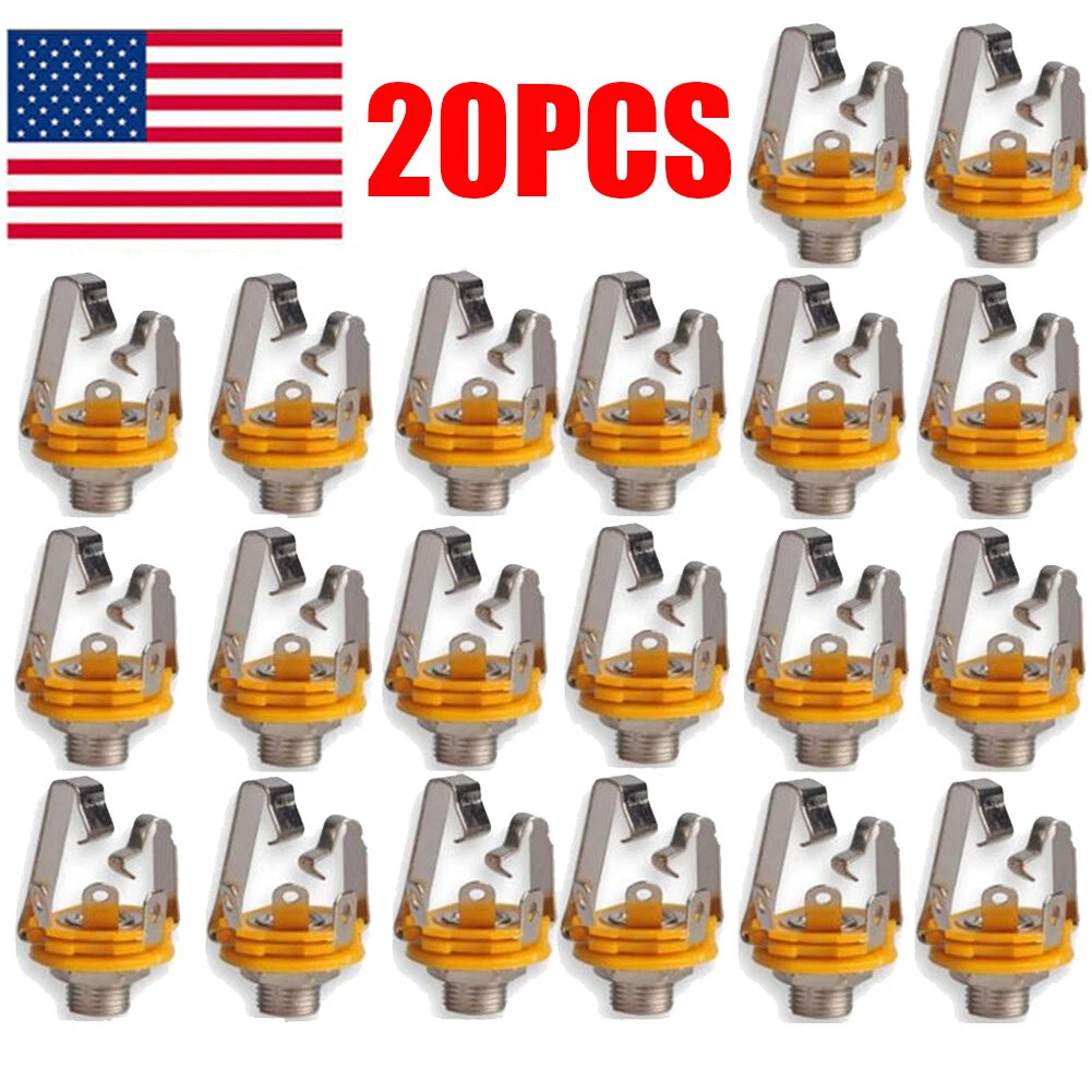20Pcs 1/4" Stereo Socket Jack Female Connector Panel Mount M644