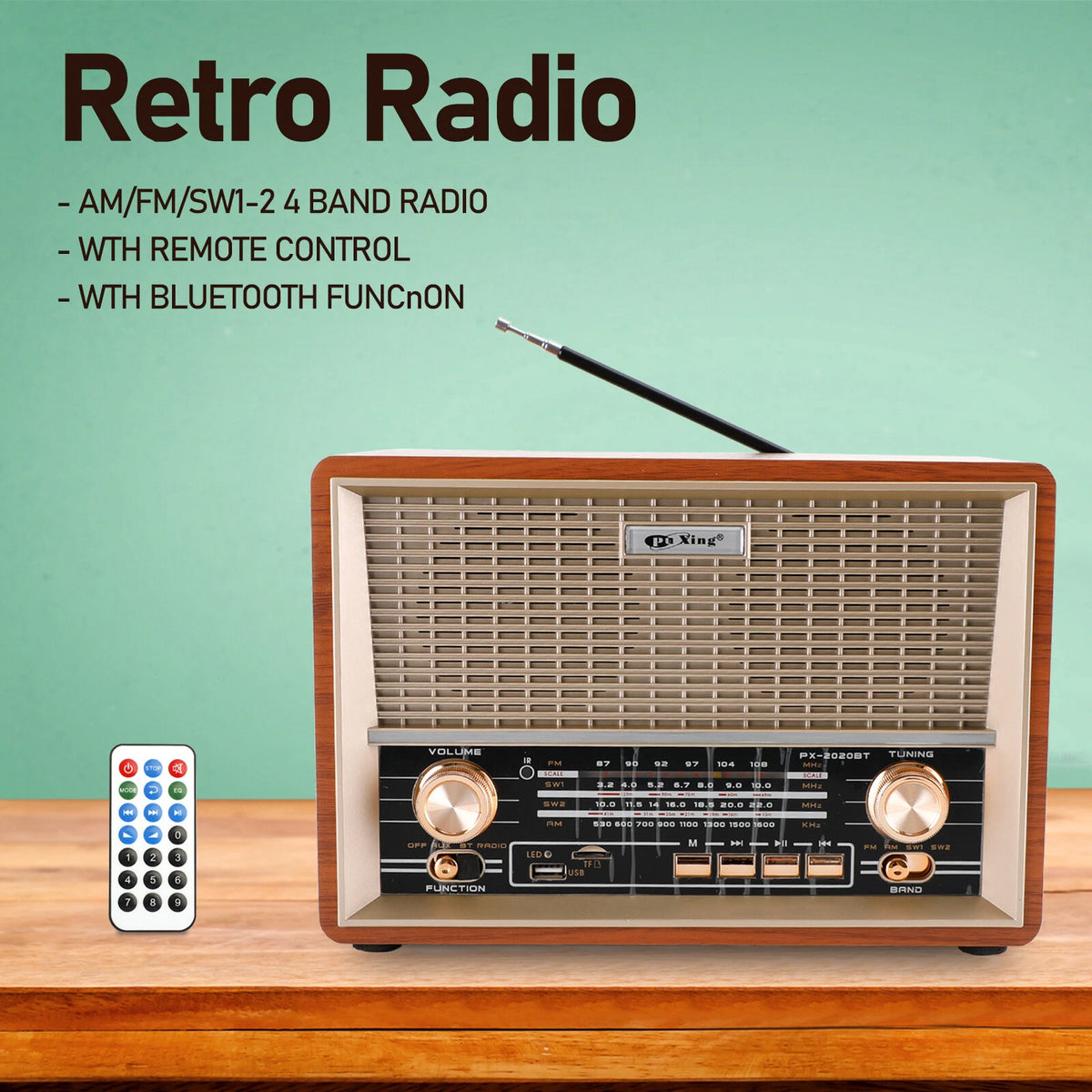 Retro-Style Bluetooth Speaker Radio for (E202-A010)