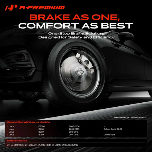 Set of 2 Front Brake Rotors & Pads for Lexus IS250 (2009–2015) 31445, 31444, 980486R, 980487R