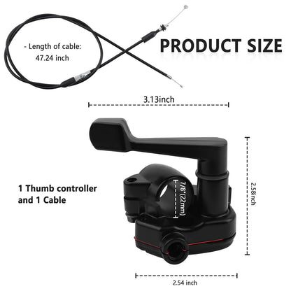 Thumb Throttle Kit 7/8'' 22mm for Motorcycles (Black)