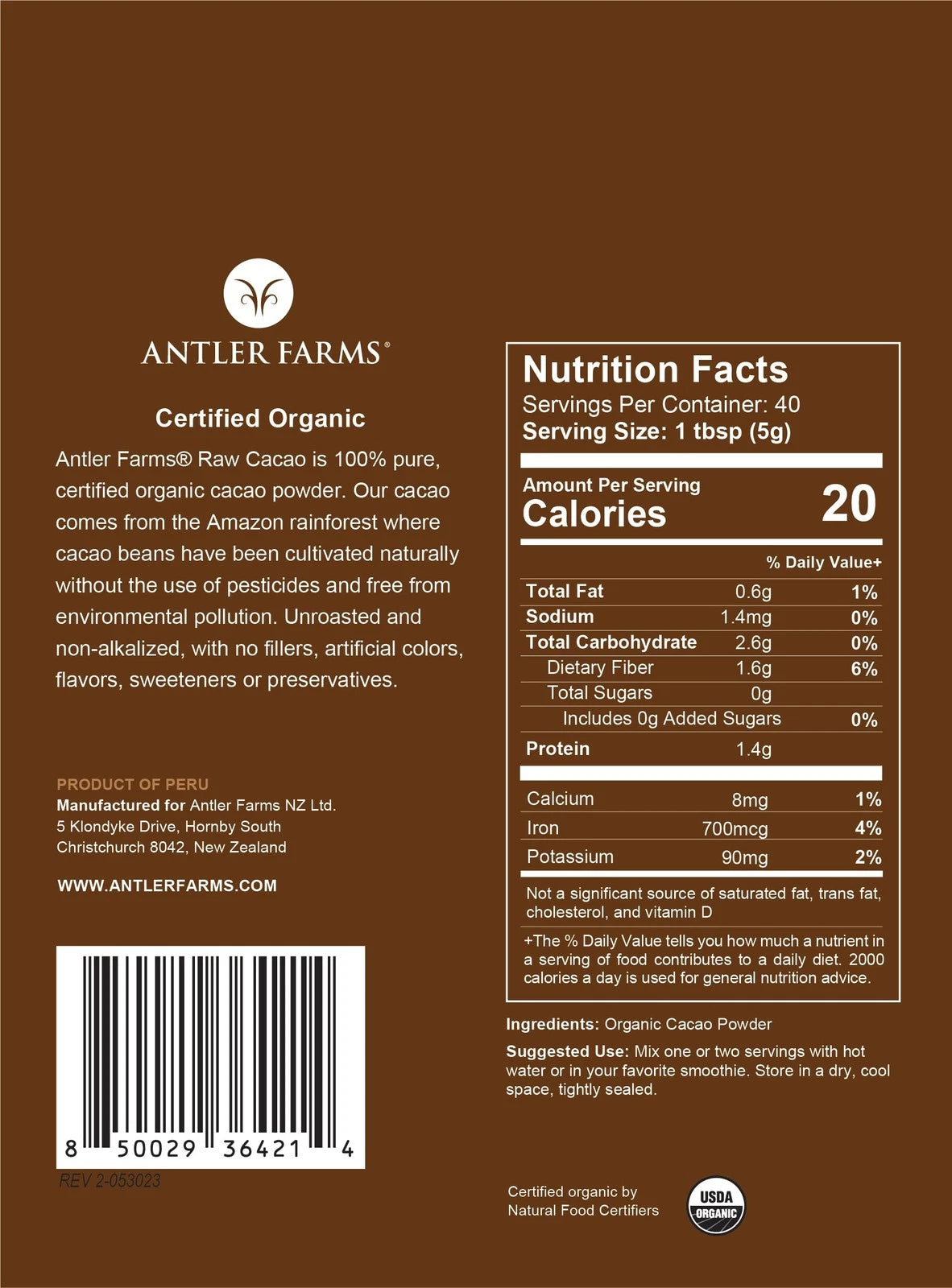 Cacao Powder for Antler Farms (Pack of 1)