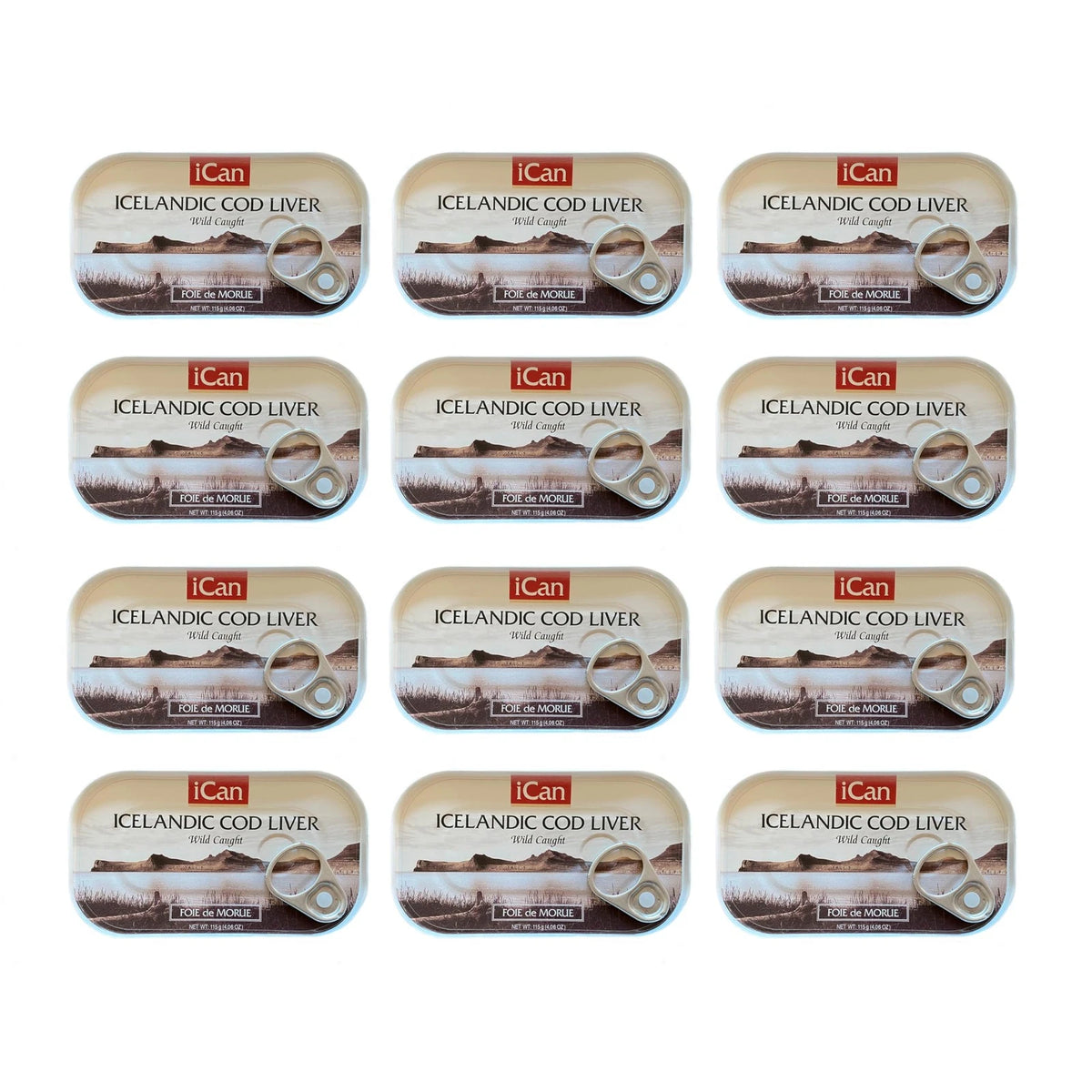 Pack of 12 Icelandic Cod Liver Wild Caught 4oz Cans