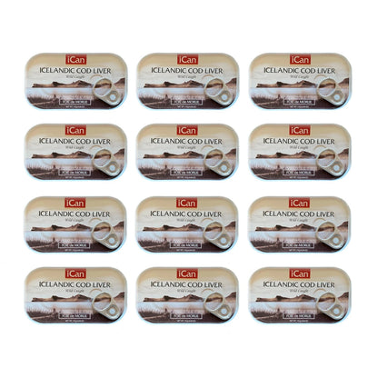 Pack of 12 Icelandic Cod Liver Wild Caught 4oz Cans