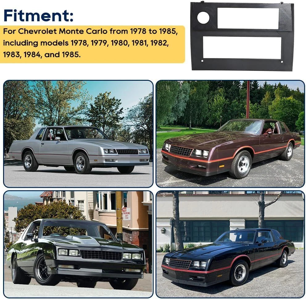 Single Din Dash Radio Bezel Bracket Mount for Chevy Monte Carlo (1978–1985)