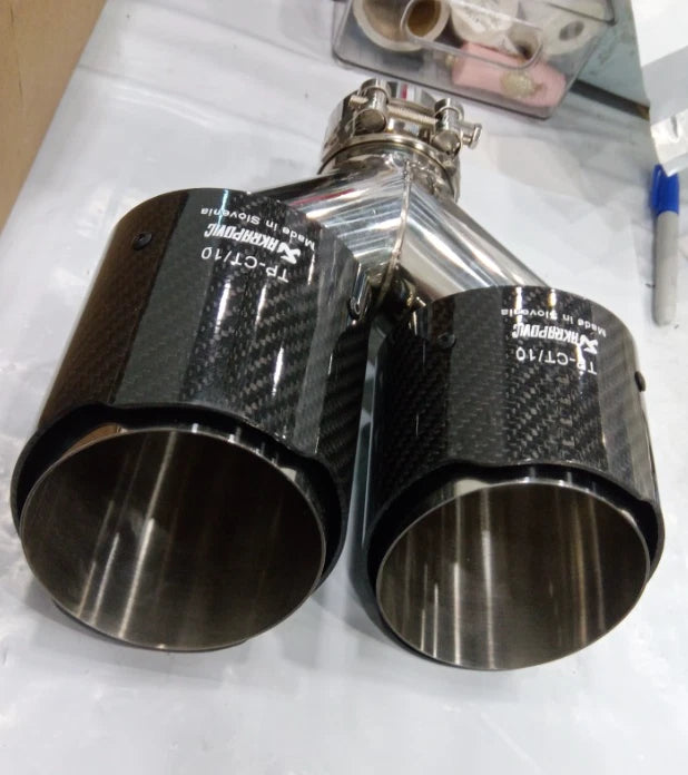 Carbon Fiber Style Dual Pipe Exhaust Tip 2.5in Inlet D254010CFM