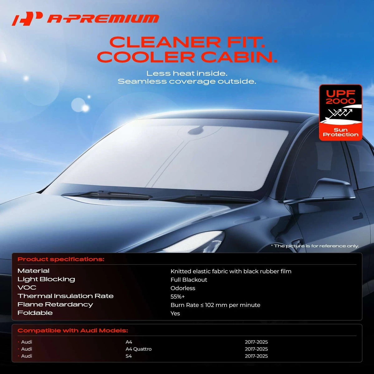 Foldable Sunshade for Audi A4 S4 (2017–2025) - Audi Sun Shade, A4 Quattro