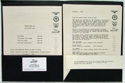 Press Kit for Jaguar XJ6 Vanden Plas XJS (1993)