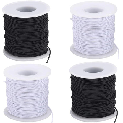 4 Rolls Elastic String for Bracelet Making - Black and White