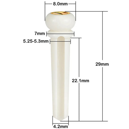 6X Bone Guitar Bridge Pins for Acoustic (White)