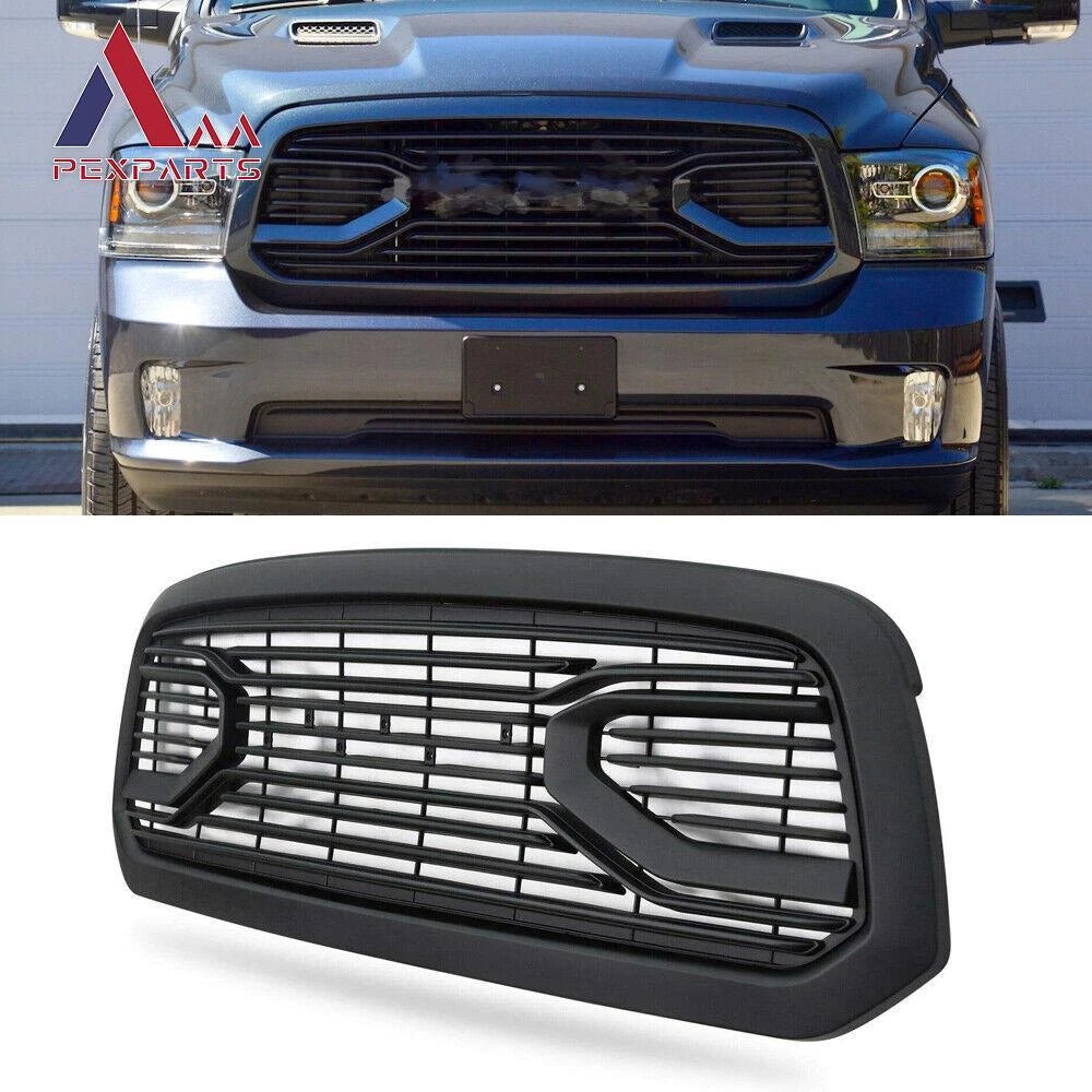 Front Bumper Grille for Dodge Ram 1500 Big Horn (2013–2018) Matte Black