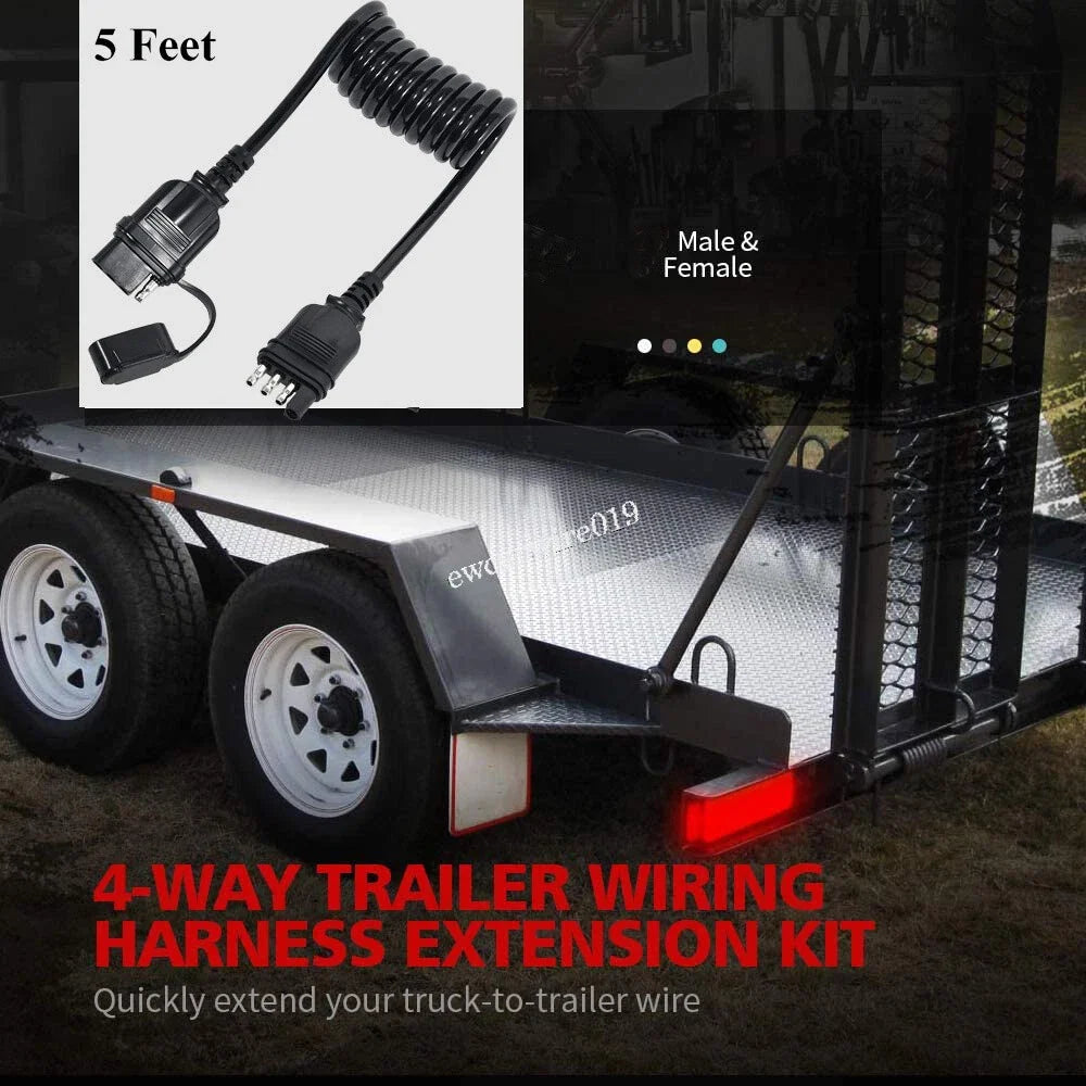 5 Feet Universal 4-Way Trailer Light Extension Wire Connector