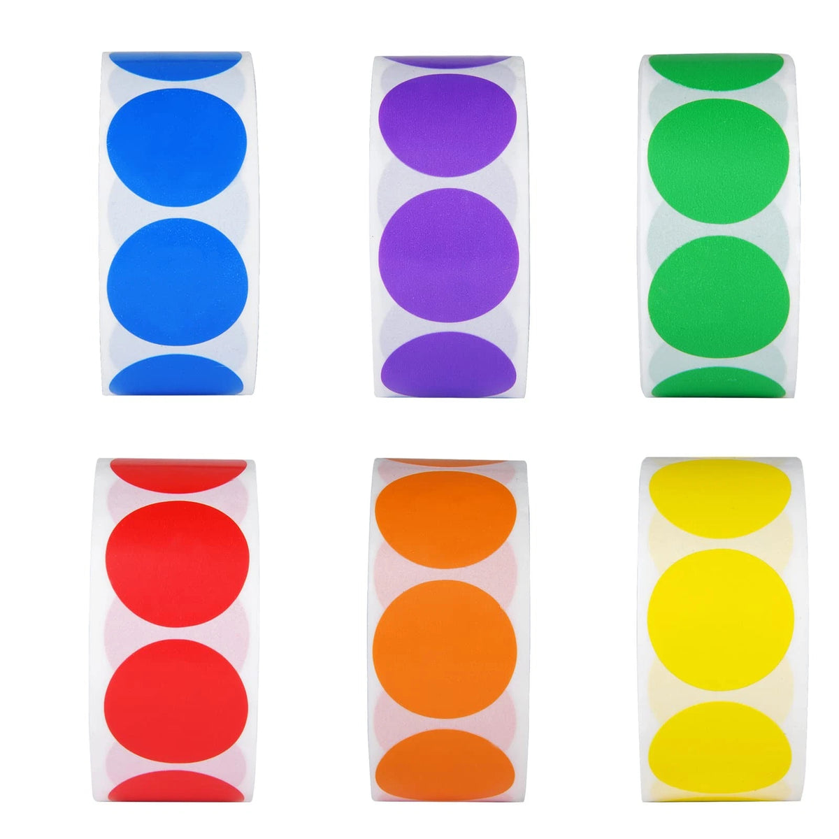1 Inch Dot Stickers - 3000 Pieces - 6 Colors Color Code Circles