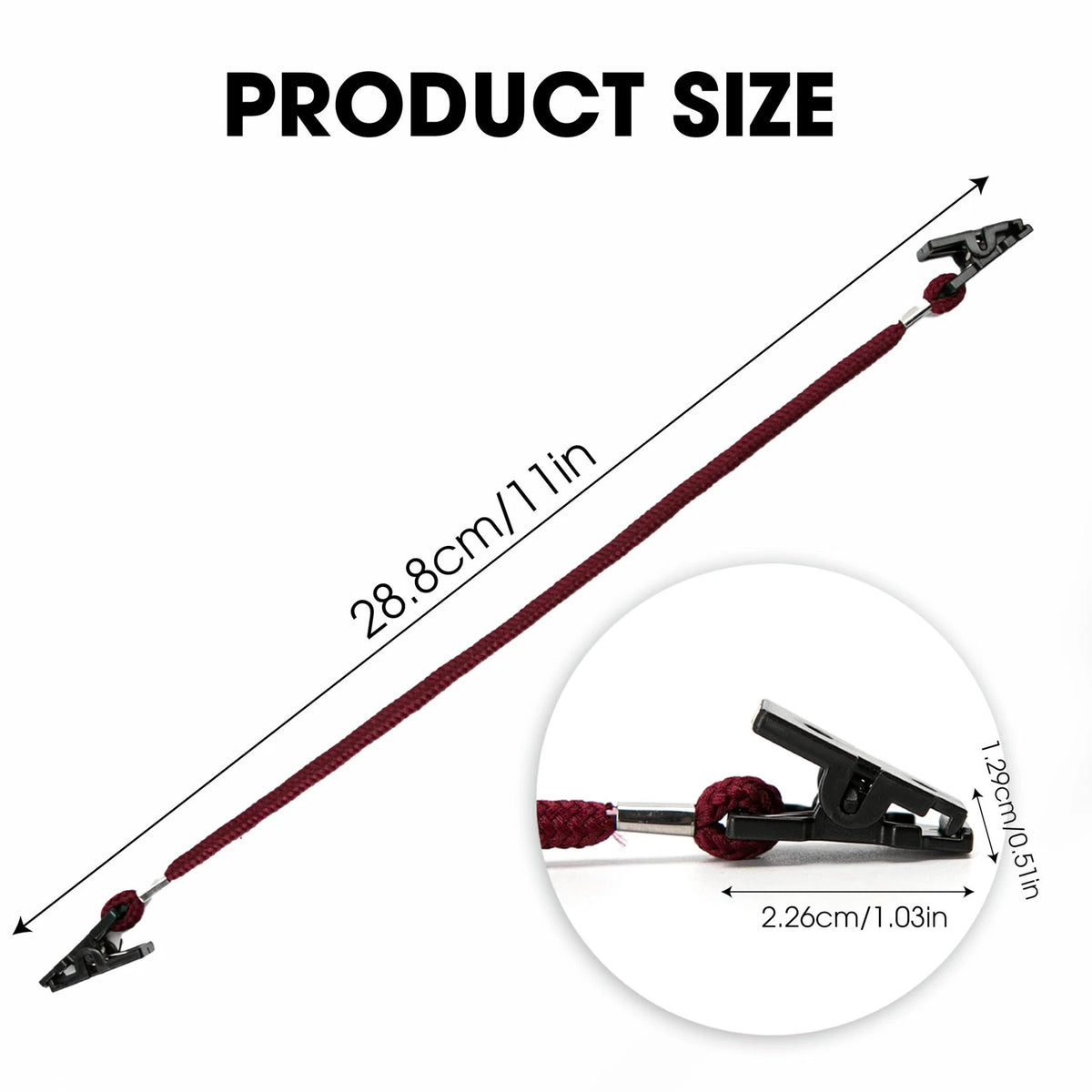 Set of 4 Windproof Hat Strap Clips for One Size - Red, Black