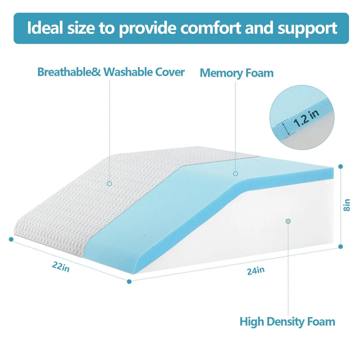Nordjager Leg Pillow for Elevation - 8 Inch, Grey & White