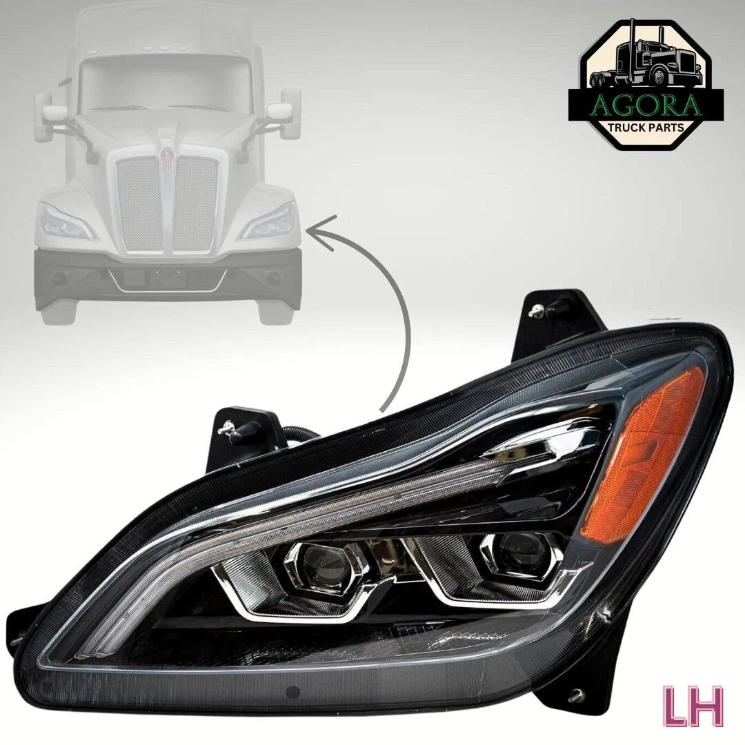 LED Headlight Blackout Driver Side for Kenworth T680 (2023–2023) AGO-01-350107LH