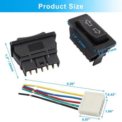 2Pcs Power Window Switch for Car with Double Red Light + Wiring Harness