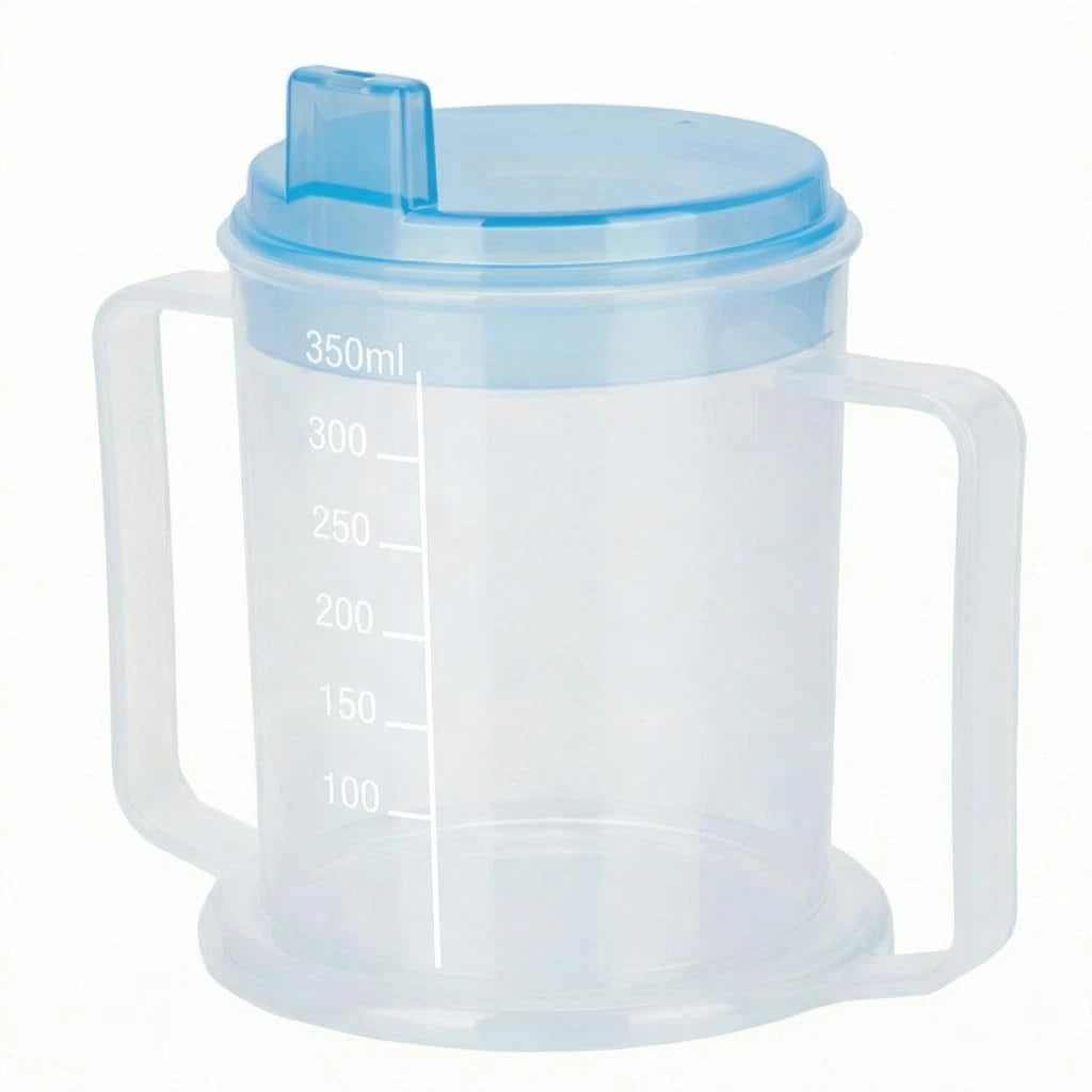 2X Non Spill Drinking Cups for Elderly – 300ml Dishwasher Safe