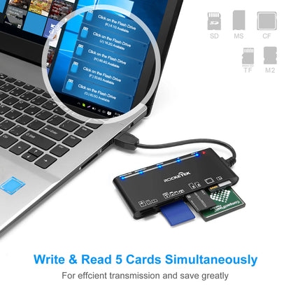 7-in-1 USB 3.0 Card Reader Hub Adapter for SD CF Micro SD TF MS XD
