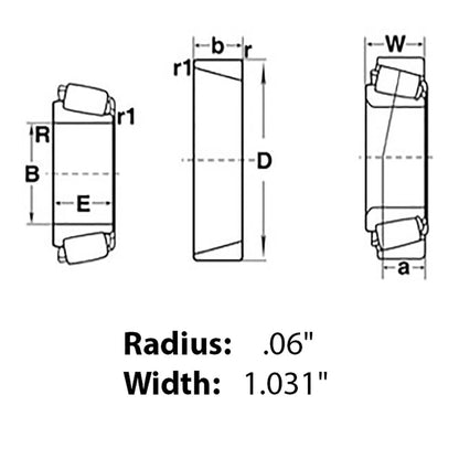 Tapered Roller Bearing Cone for Universal Fit (1.5" Bore, 0.06" Radius)