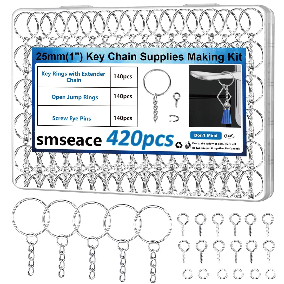 420Pcs Keychain Making Kit - 1" 25mm Components