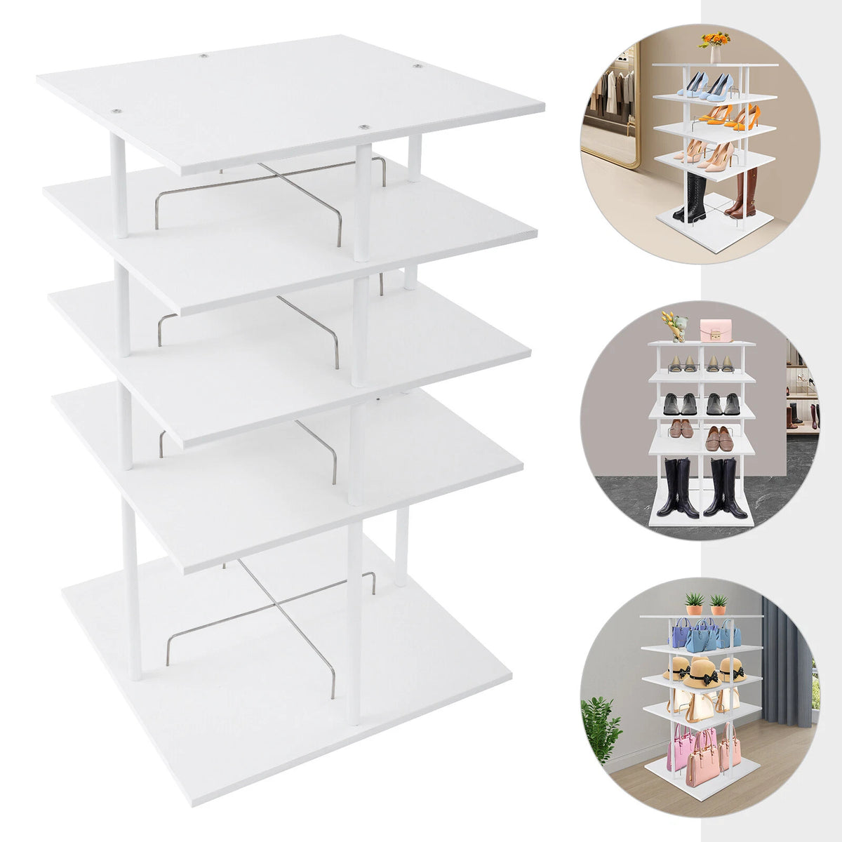 5-Tier Rotating Shoe Rack Organizer for Multi-tier Storage