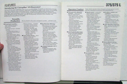 Caterpillar 375 375L Excavator Specifications Brochure
