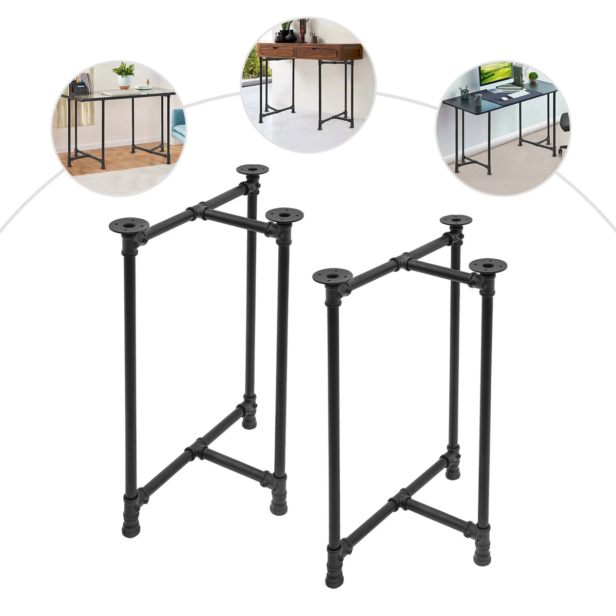 Table Legs Set of 2 for Metal Desk (28-Inch, Industrial Black)