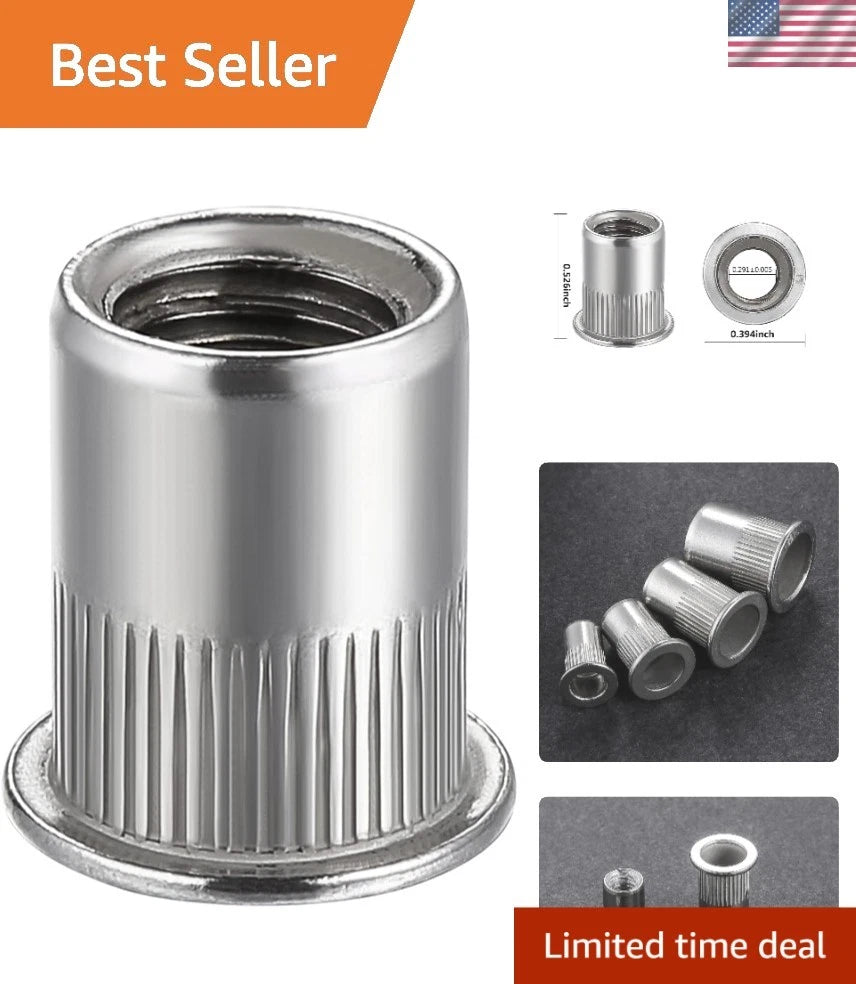 100 Pcs Stainless Steel Flat Head Rivet Nuts for Various Applications