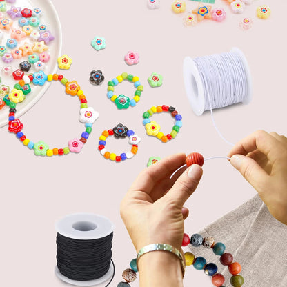 4 Rolls Elastic String for Bracelet Making - Black and White