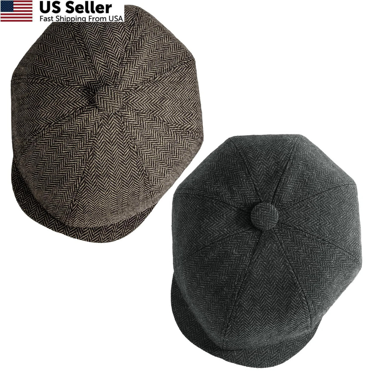 Newsboy Cap for Men (Medium, Dark Grey Khaki)