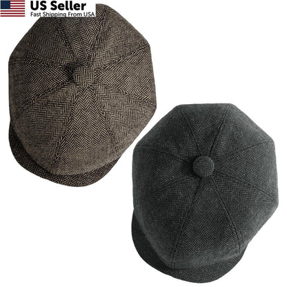 Newsboy Cap for Men (Medium, Dark Grey Khaki)