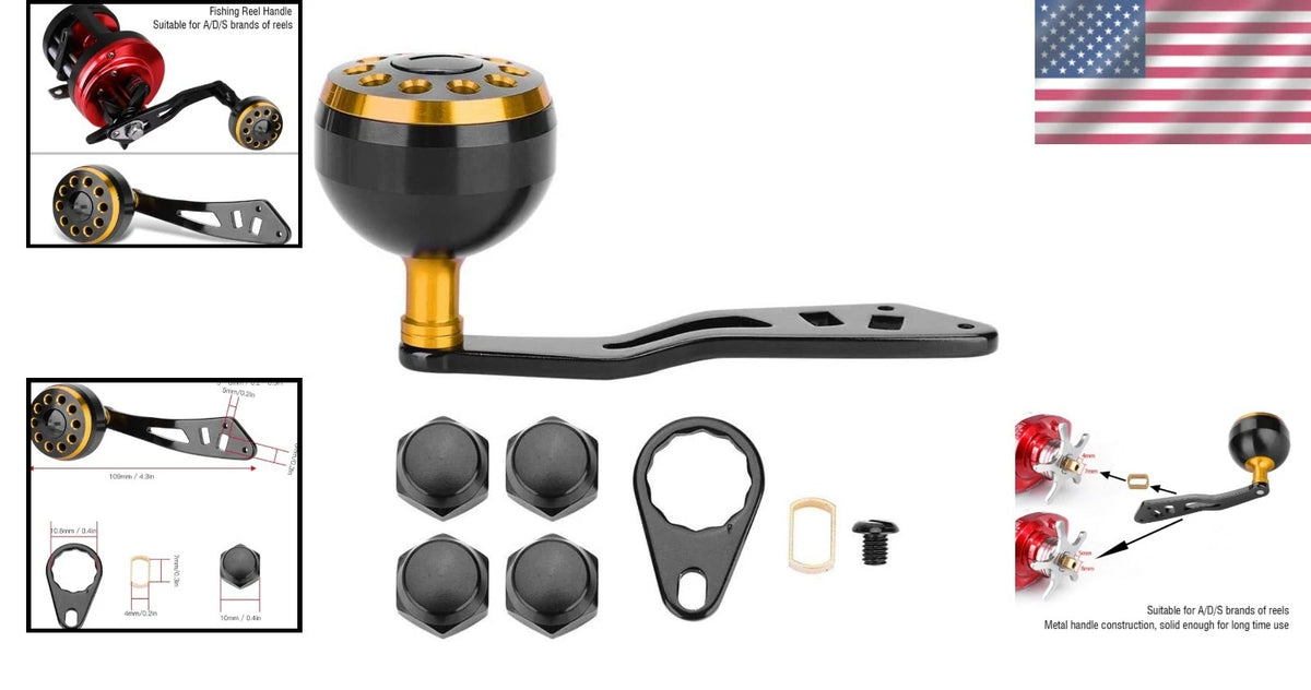 CNC Knob Replacement Handle Grip for Fishing Reel - Black & Gold