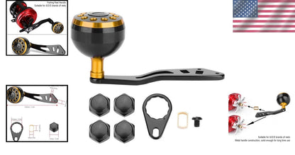 CNC Knob Replacement Handle Grip for Fishing Reel - Black & Gold