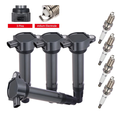 Ignition Coil Pack & Spark Plug Set (4) for Jeep Compass 2007-2016