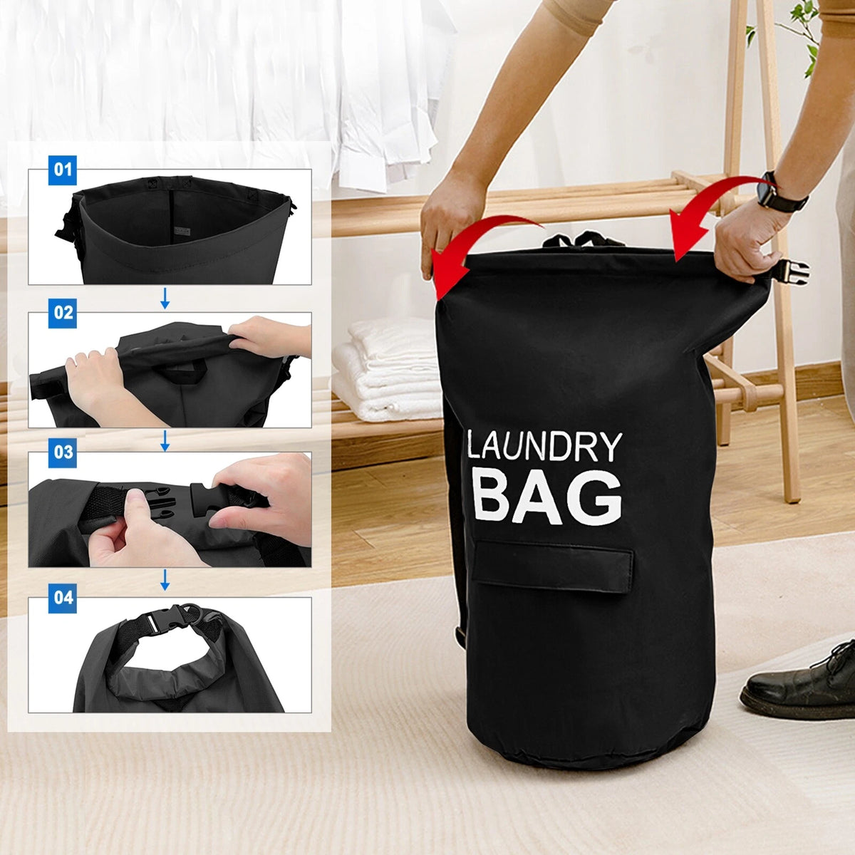 Heavy Duty Laundry Bag 70L for Luggage Storage with Shoulder Strap