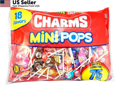 75 Count Charms Minipops Assorted Flavor Candy (Pack of 1)