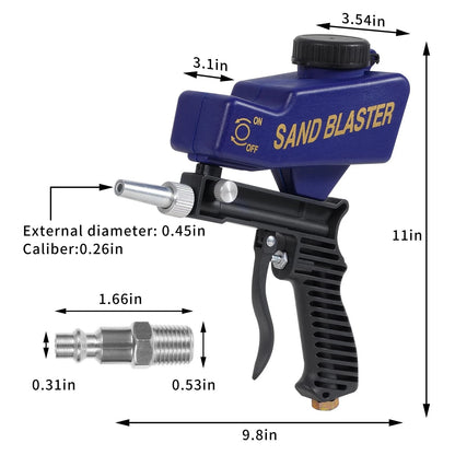 Gravity Feed Sand Blaster Gun for Metal, Wood (Blue)