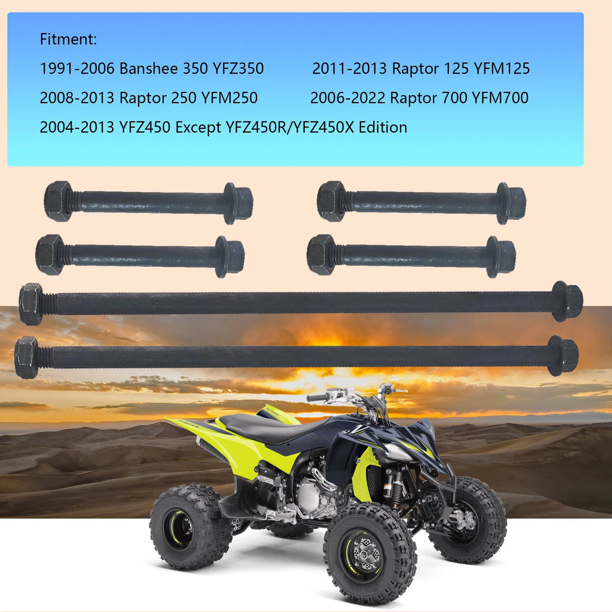 A Arm Bolt Nut Kit for Yamaha Banshee 350, Raptor 700, YFZ450 (1997–2023)