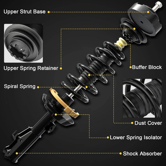 Front Strut w/ Coil Springs Assembly for Lexus RX350 AWD RX400h RX330 (3331660L, 3331660R)