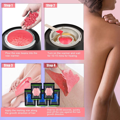 Pack of 5 Auperwel Wax Beads for Hair Removal - 1.1 oz (3 Blue & 2 Pink)