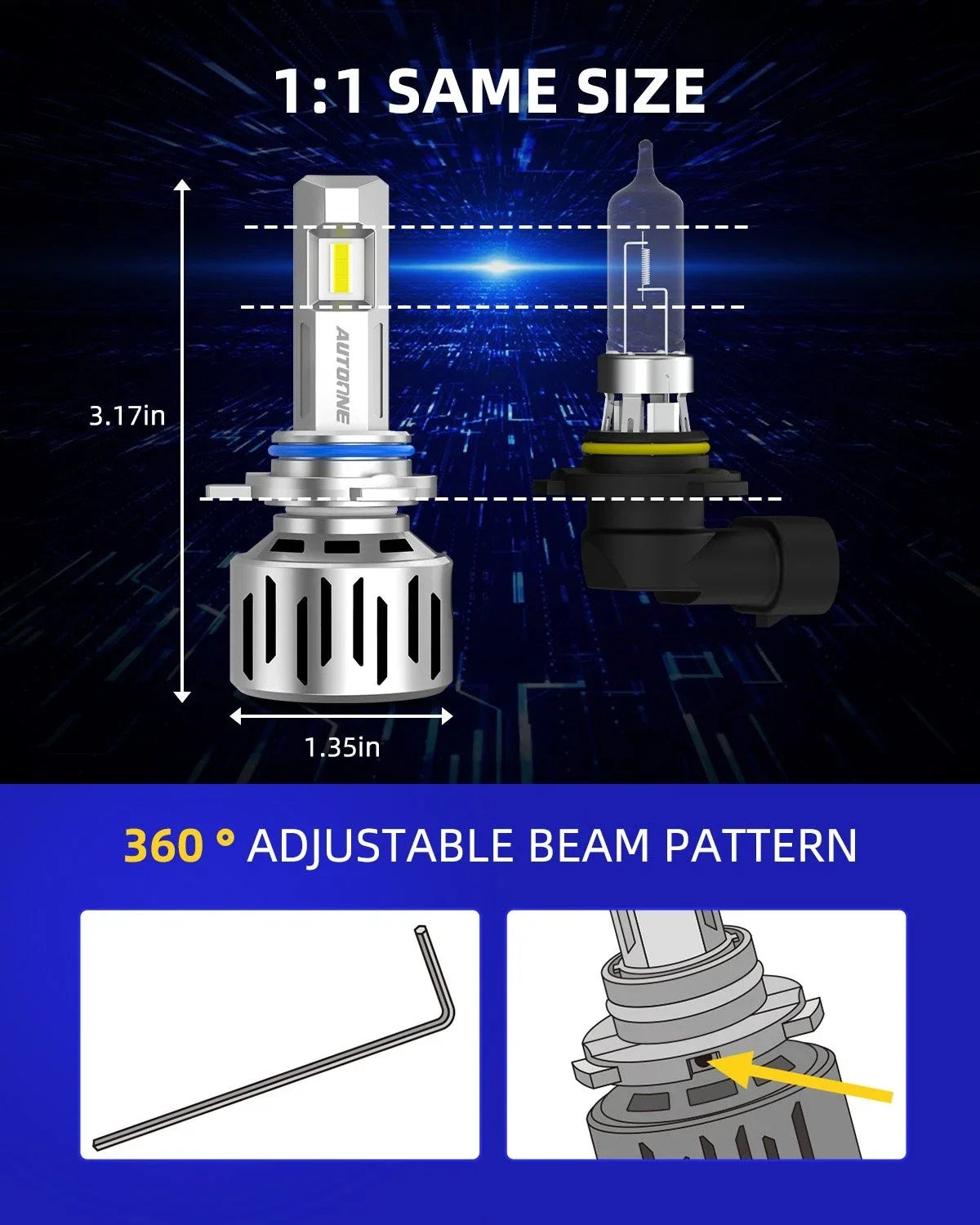 2X LED Headlight Kit Bulbs 9012 HIR2 for High Low Beam