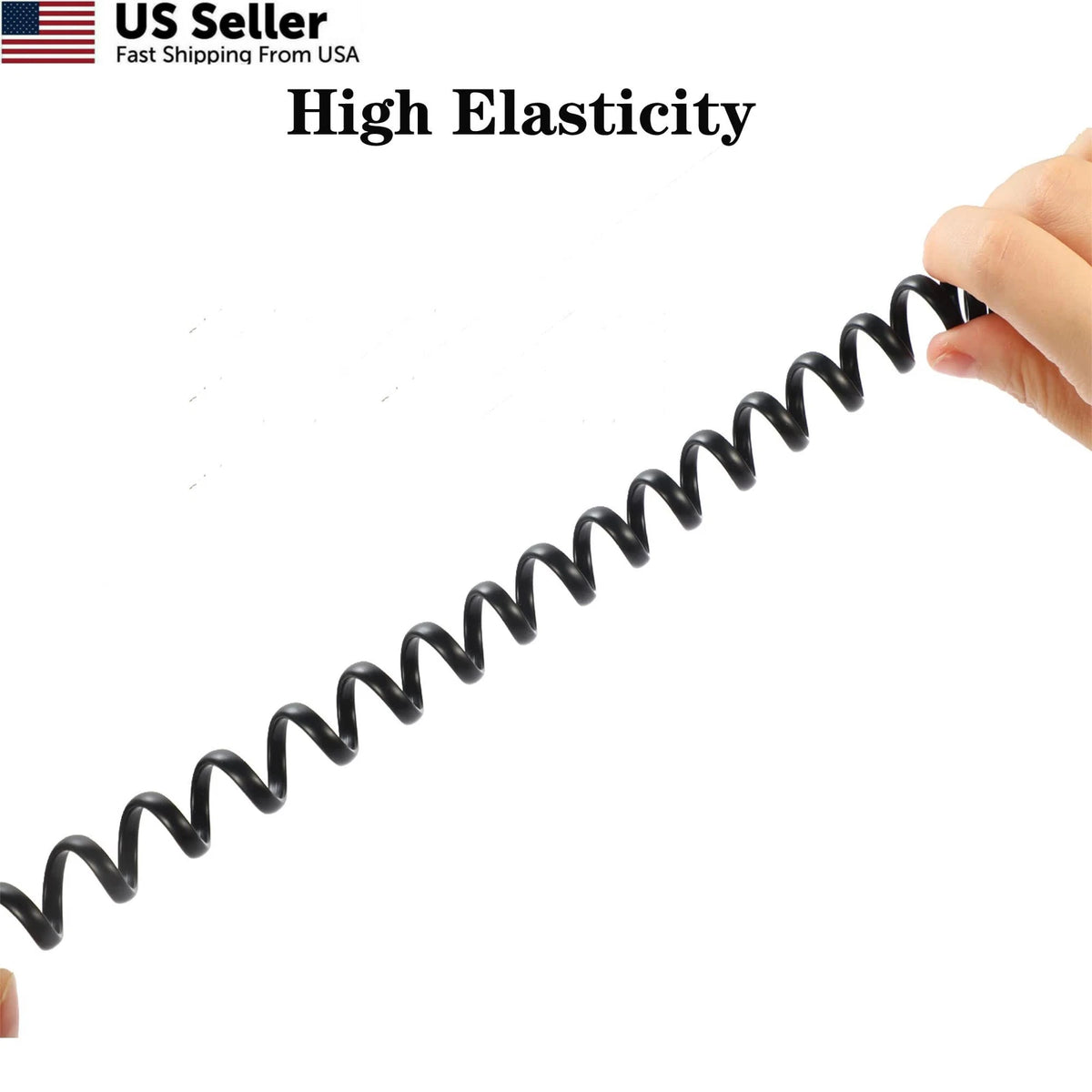 5 Pack Phone Cord for Landline (8Ft Uncoiled / 1.4Ft Coiled) Black