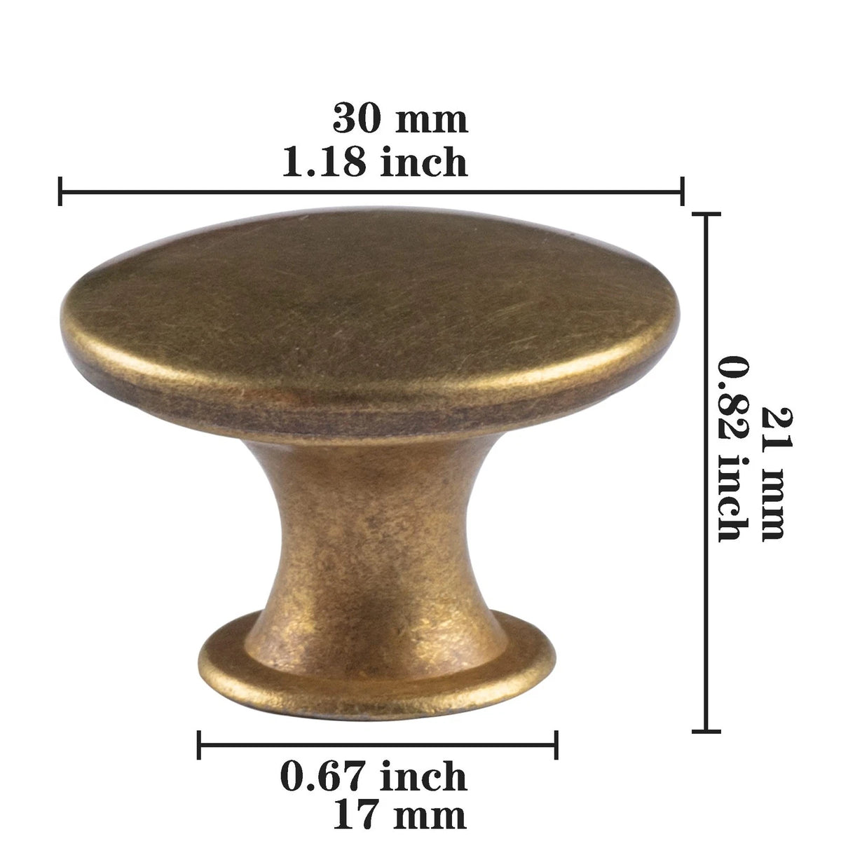 6 Pack Brass Round Antique Brass Cabinet Knobs for Kitchen