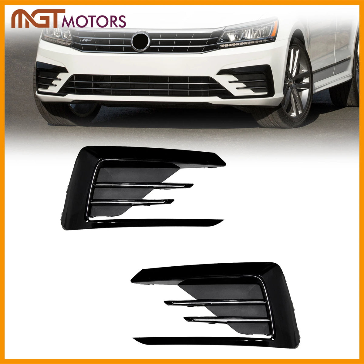Pair Fog Lamp Grilles Cover for VW Passat R-Line (2016–2019) BSPFLC327