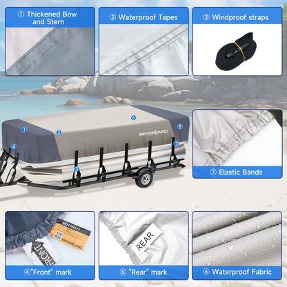 Heavy Duty Waterproof Pontoon Boat Cover 21'-24' NEV A300-36-2124-104