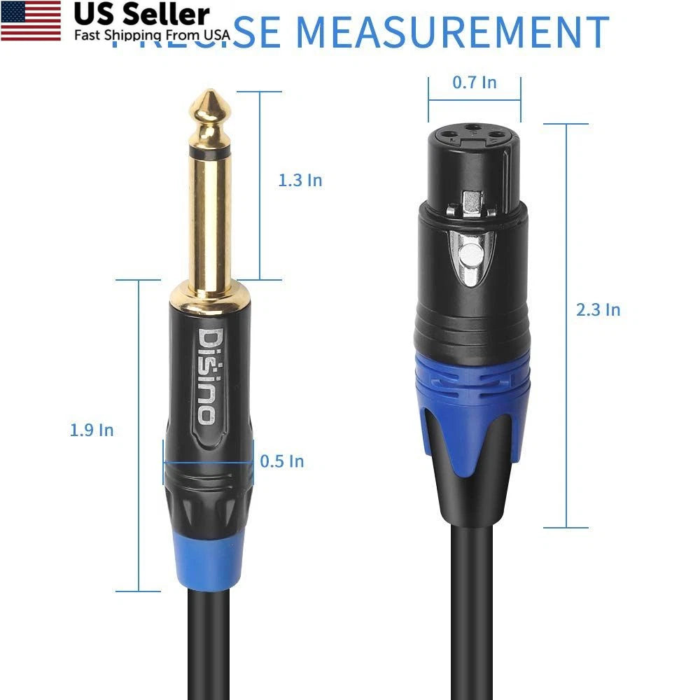 6.6 Feet Female XLR to 1/4 Inch TS Mono Jack Cable