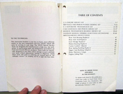 Essential Service Tools Instruction Manual for Ford (1975)