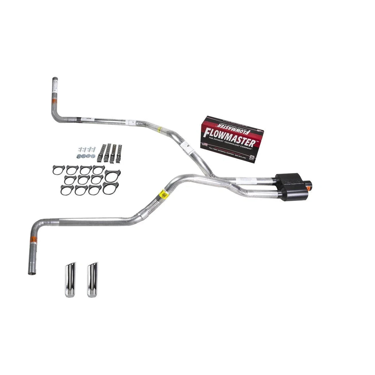 Dual Exhaust 2.5" Pipe for Silverado 1996–1999 (Flowmaster Super 10, RW Tip, Side Exit)