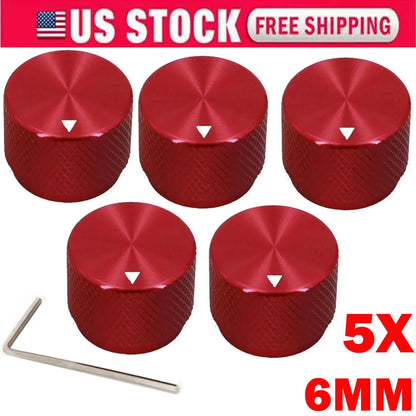 5X Red Solid Aluminum 20x15.5mm Audio Rotary Control Potentiometer Knob