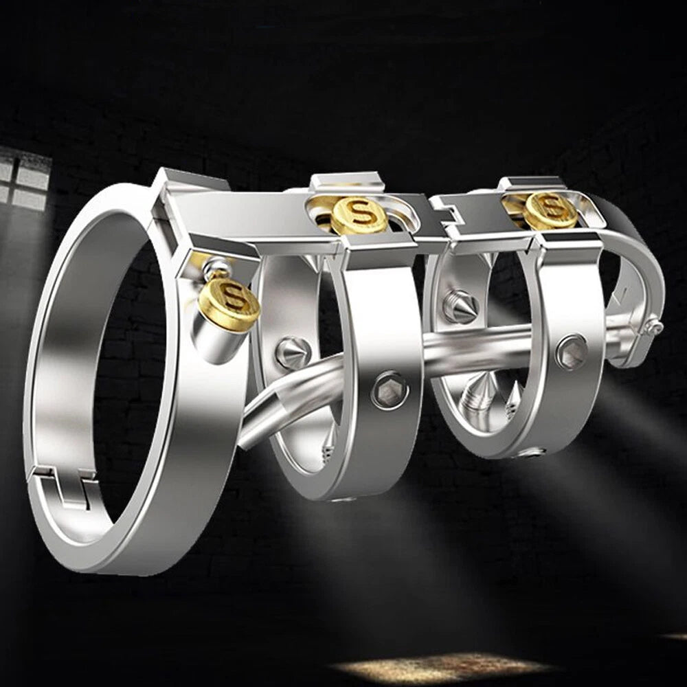 Metal Chastity Lock Cage Tube Stimulator for Male